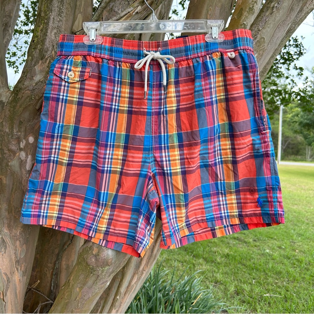 RALPH LAURN POLO Men’s size XL Plaid Swim Trunks NEW with TAGS !!